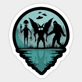 Bigfoot Mothman And Alien Sticker